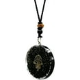 thumbnail image 2 of Shungite Organite Necklace Round, Hamsa Hand, 2 of 5