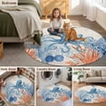 thumbnail image 6 of Ocean Octopus Round Living Room Rugs 5 ft, Summer Orange Blue Sea Animal Corals Retro Linen Washable Area Rug with Non-Slip Sturdy Edge Binding Round Carpet for Entryway Kitchen Bedroom Bathroom, 6 of 9
