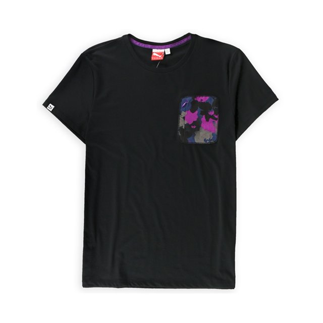 Playera gráfica Puma con cremallera y bolsillo de flores para hombre negro extragrande