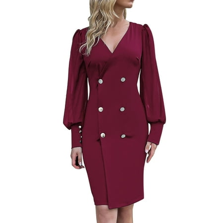 

KI-8jcuD Women s Classic Solid Deep V Long Sleeve Dress Maternity Surplice Dress Ritual Dress for Plus Size Women Casual Dress for Women Short Sleeve Beach Outfit for Women Midi Dresses for Women
