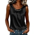 thumbnail image 2 of Gamivast Womens Sleeveless Satin Blouses Elegant Silky Camisoles Casual Summer Tank Tops Dressy Flowy Shirts Basic Layering Work Office Daily Outfits Relaxed Fit Black M, 2 of 5