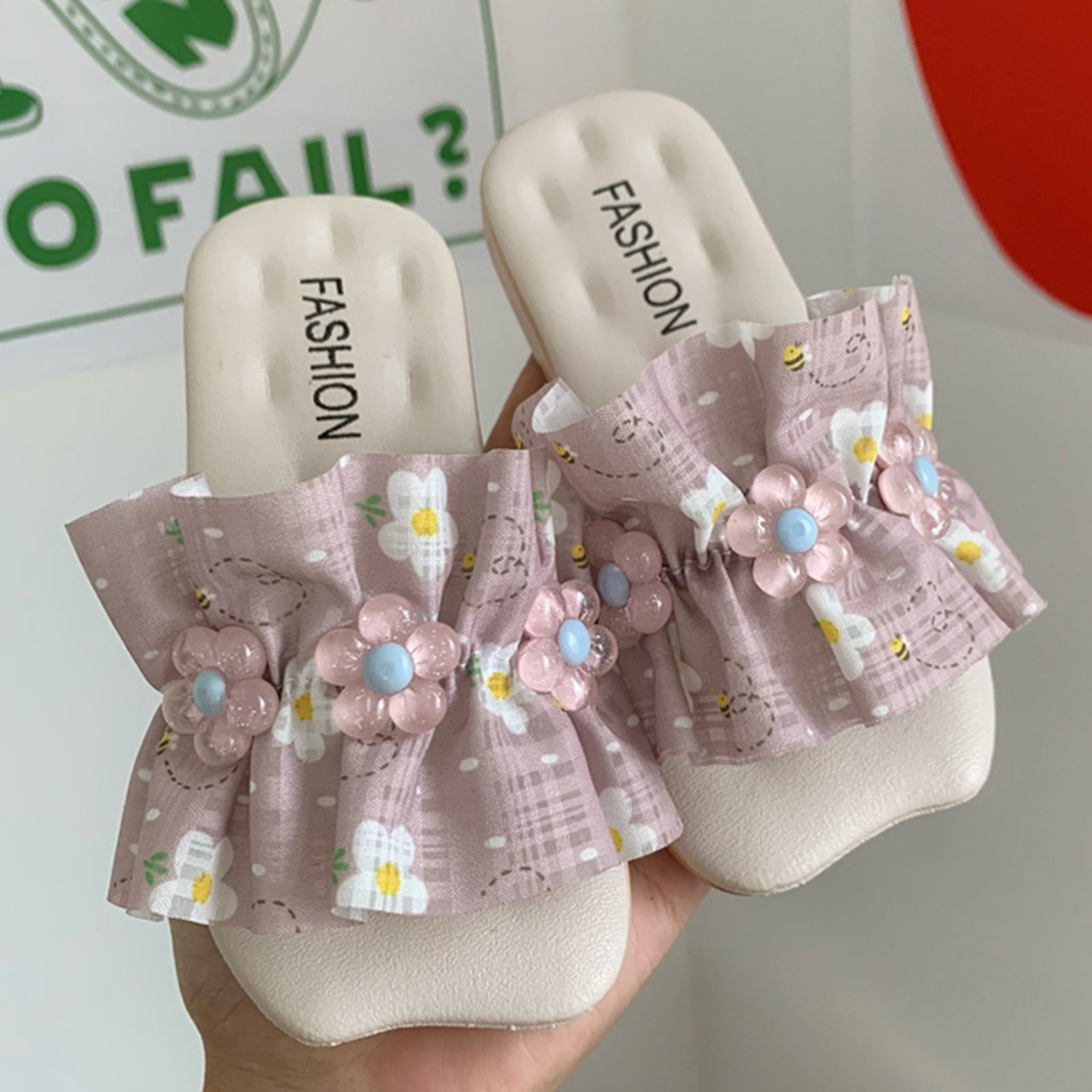 PEASKJP Girls Bathroom Slippers Cute Summer Outdoor Shoes for Girls Beach Pool Shower Purple 28