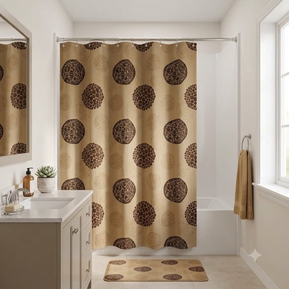 POPULAR HOME BATH SHOWER CURTAIN - BROWN GOLD CHOCOLATE - FABRIC 70 x 72