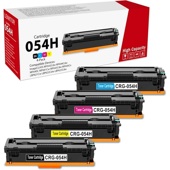 054H Toner Cartridge 4-Pack Black Cyan Magenta Yellow Replacement for Canon Toner Cartridge 054H CRG054H ImageClass LBP162dw MF267dw MF264dw MF269dw Printer Ink