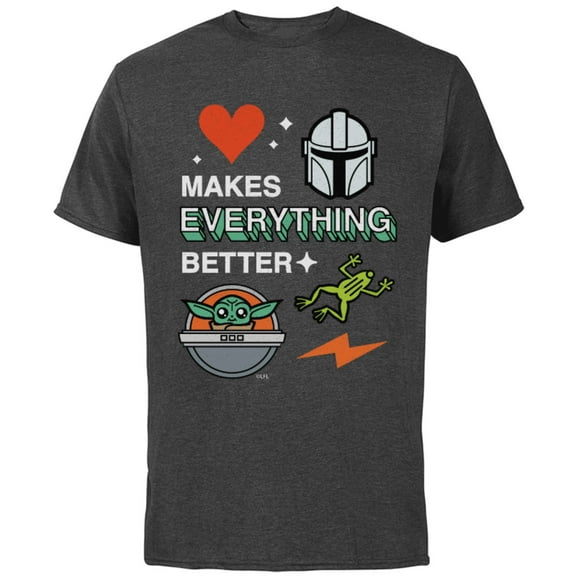 Star Wars The Mandalorian Grogu Love Makes Everything Better - Short Sleeve Cotton T-Shirt for Adults - Customized-Charcoal