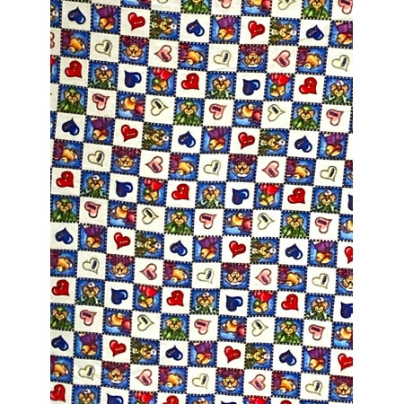 Lilly Craft Flannel Teddy Bears and Heart Square Print with Royal Blue – 45 Wide and Fabric is Sold by the Yard Lilly Craft Flannel Teddy Bears and Heart Square Print with Royal Blue – 45 Wide and Fabric is Sold by the Yard