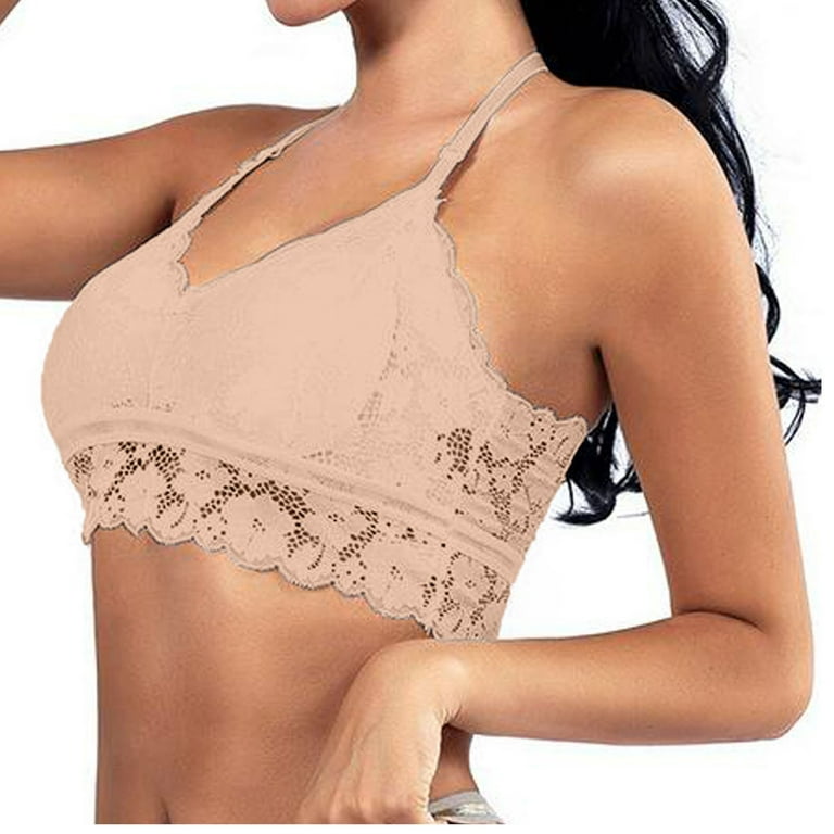 VerPetridure Wireless Bras for Women Fashion Woman's Lace Adjusted Straps  Beauty Back Wrap Hollow Out Bra Underwear