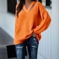 thumbnail image 5 of Orange Hoodies for Womens V Neck Oversized Fall Sweater Sexy Long Sleeve Knit Pullover Top Fall Tops for Women 2025, 5 of 5