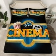 thumbnail image 2 of Manfei Vintage Movie Bed Sheets for Kid, Theater Film King Sheets, Black Blue Stripes Sheet Set, Lightweight Room Decor, 4 Pieces, 2 of 7