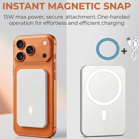 5000mAh wireless portable charger,22.5W Fast Charging for iPhones, Compatible for iPhone, Android Cell Phone