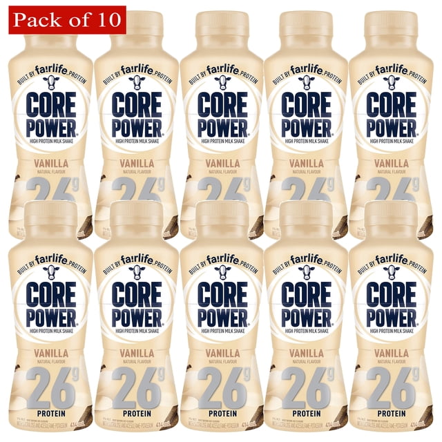 Core Power Boisson Frappée Riche en Protéines (26 g), Vanille, 14 Fl Oz (Lot de 10 Bouteilles)