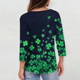 thumbnail image 4 of yuCgh Women's 3/4 Sleeve Round Neck St. Patrick's Day Printed T-Shirt, Casual Button Down Blouse, Holiday Graphic Top for Women,Green XL, 4 of 5