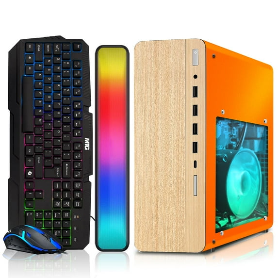 Restored HP Full Light Desktop Computer PC Phoenix AMD A10-9700, 16GB RAM, 1TB SSD, RGB KBM with AI Copilot, WiFi, RGB Sounbar, Windows 11 (Refurbished)