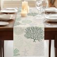 thumbnail image 3 of Sage Green Ocean Table Runner 60 Inches Long, Cotton Linen Table Runner Dresser Scarf, Coastal Grey Coral Starfish Shell Fabric Tablerunners for Dining Coffee Tables Wedding Holiday Party 13"x60", 3 of 9