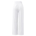 thumbnail image 3 of Outfmvch Wide Leg Pants Woman Linen Palazzo Pants for Women High Waisted Linen Pants Women Drawstring Elastic Waist Pedal Pushers for Women Cropped Linen Pants Women Wide Leg Linen Pants White S-2XL, 3 of 5