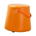 thumbnail image 3 of hengtong Portable Round Ottoman Footstool Pouf Solid Wood Frame with Handle 10.6inch Tall Orange, 3 of 9