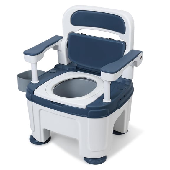 Portable Commode Toilet with Reinforced Armrest Support, Adjustable Seat Height 16-21 Inches, 882lbs Capacity Bedside Commode for Seniors, Pregnant Women, Patients, Easy to Clean PP Material