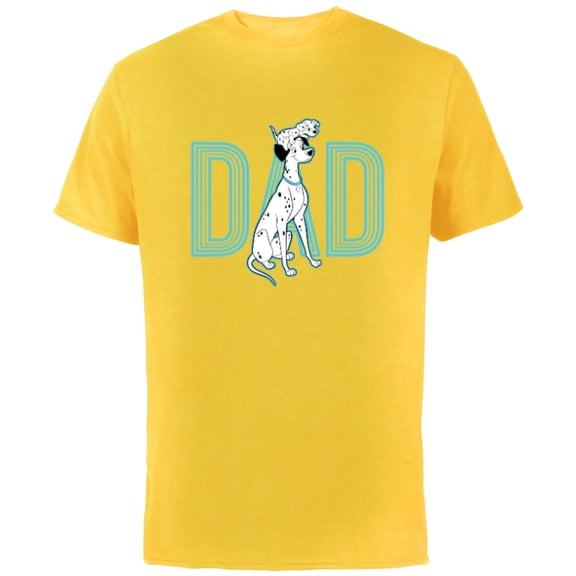 Disney 101 Dalmatians Pongo and Penny Dad - Short Sleeve Cotton T-Shirt for Adults - Customized-Yellow