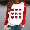 thumbnail image 2 of Valentines Day Outfit Women Heart Graphic Raglan Long Sleeve Shirt Cute Crewneck Sweatshirt Color Block Pullover Valentine Sweatshirt for Women, 2 of 5