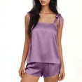 thumbnail image 4 of Womens Silk Pajama Set 2026 Bow Tie Knot Tank Top Satin Pjs Sets 2 Piece Cami Shorts Sleepwear Loungewear, 4 of 6
