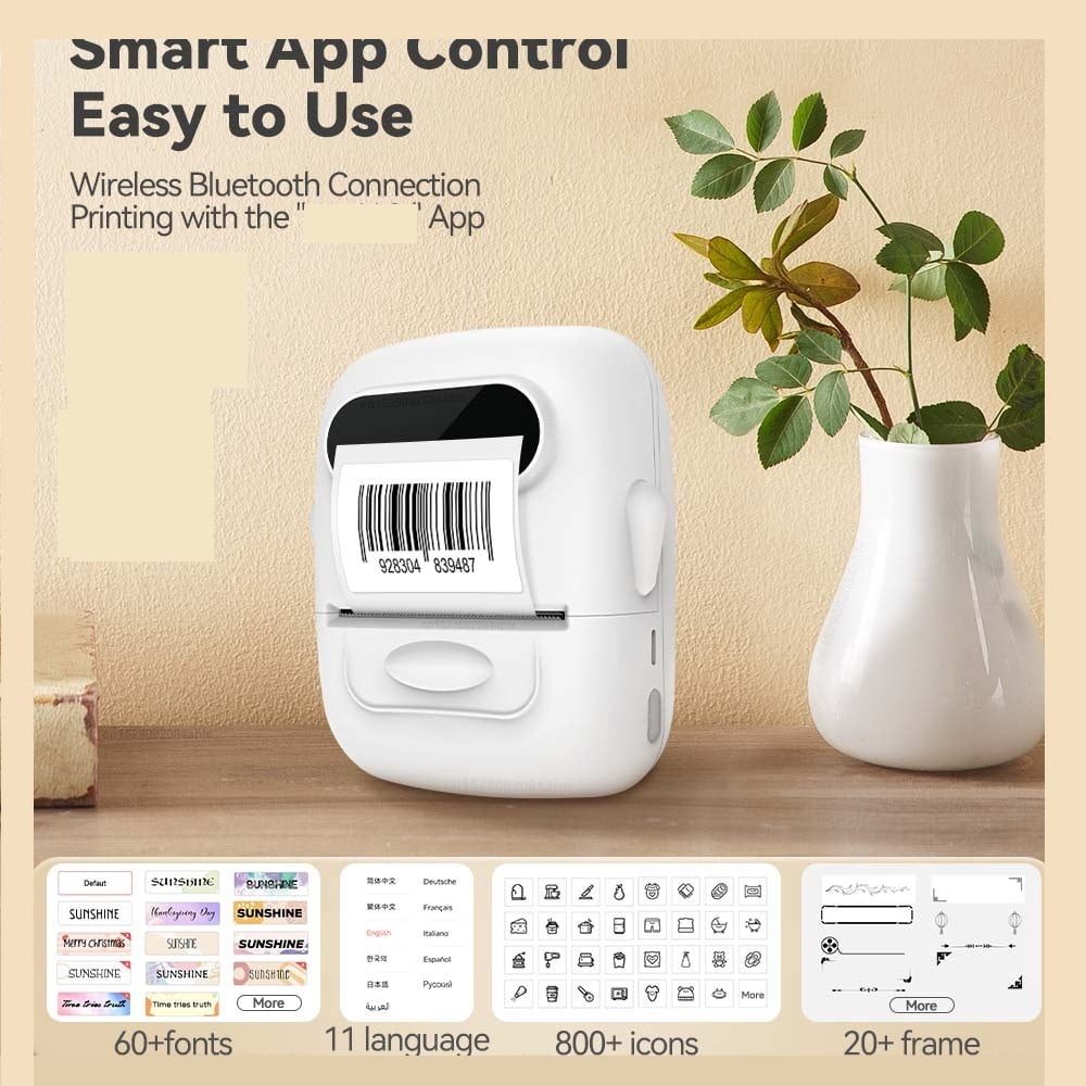 P50 Label Printer Portable Handheld Thermal Printer Mini Barcode QR Code Sticker Paper Label Machine ,Fast-Drying Ink with Crisp Output