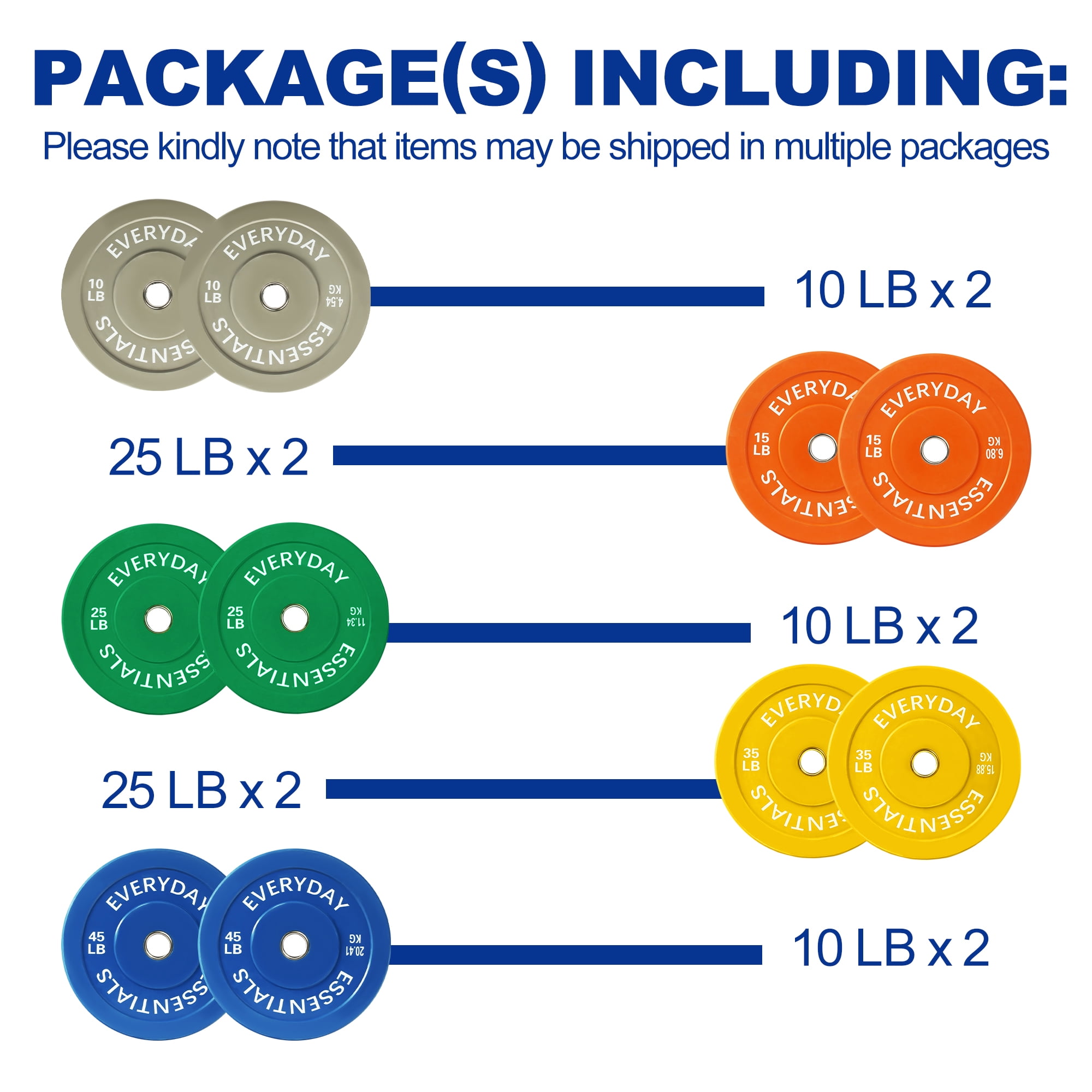 BalanceFrom Olympic Bumper Plate Weight Set with Steel Hub, 260 lbs