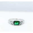 thumbnail image 3 of HeartsAndYou 1ct Natural Green Emerald Moissanite Three Stone Women Ring 14k SOLID White Gold, 3 of 9