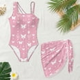 thumbnail image 5 of Jiueut Bow Pattern Girls Swimsuit One Piece Kids Swimwear Adjustable Strap Beach Bathing Suit with Mesh Cover Up Wear for Summer, 5 of 7