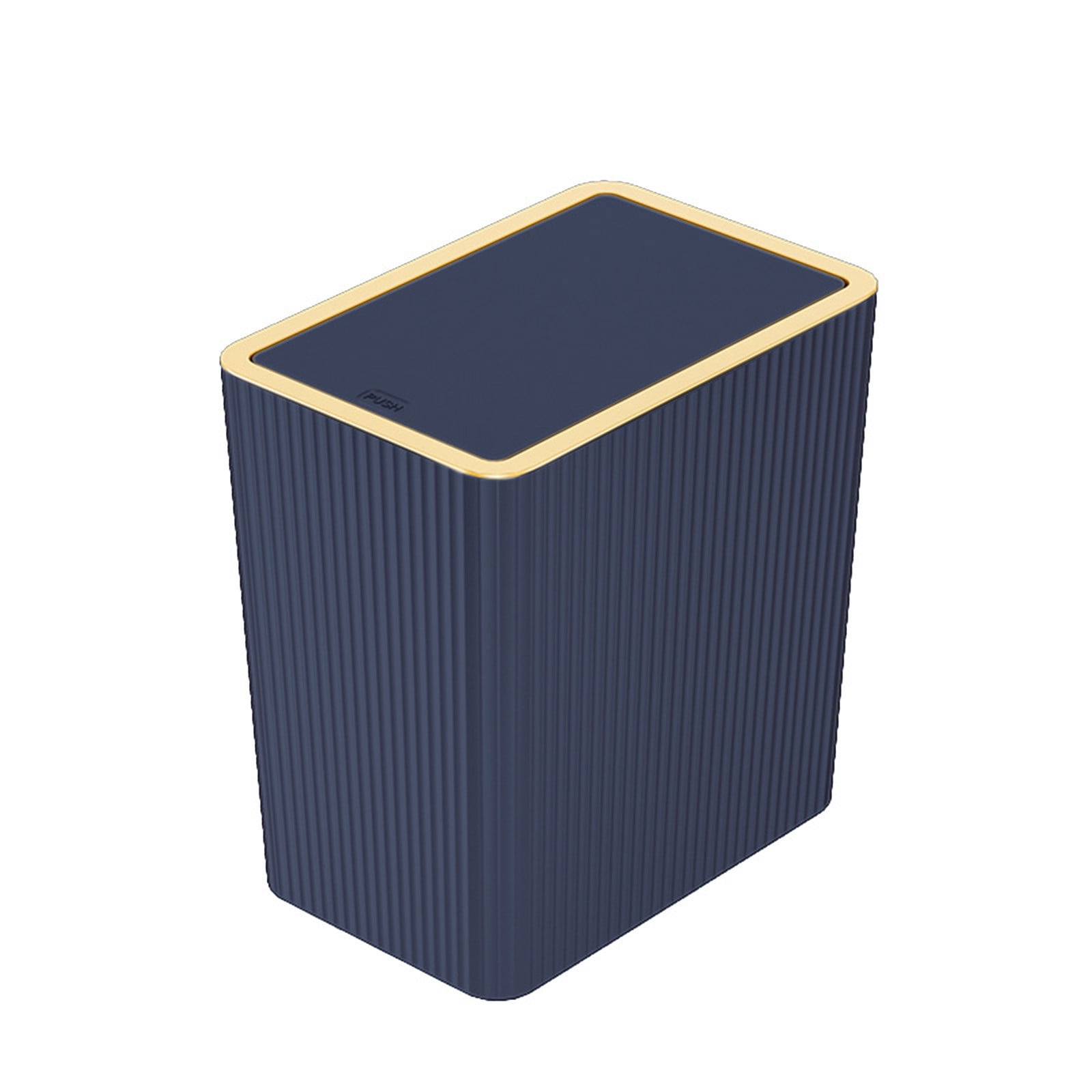 Kingfansion Press Lid Trash Can for Bathroom Kitchen, ABS Odor-Sealing Garbage Bin with Modern Design, 27x26cm Hygiene Household Bin for Bedroom Living Room Office, Blue