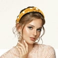 thumbnail image 2 of Polka Dot Headband, Knotted Headband for Women, Top Knot Elastic Hairband Hair Hoop, Non-Slip Wide Headband Hair Accessories, Yellow, 2 of 7