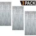 thumbnail image 1 of Cortinas con flecos de oropel metálico de 91 cm x 30 cm para fondo de fotos de fiestas y decoración de bodas (3 unidades, plateado brillante), 1 of 2
