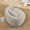 thumbnail image 3 of 34" Wide Taupe Bouclé Swivel Barrel Accent Chair with Pillow, Modern Upholstered Armchair, 3 of 12