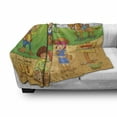 thumbnail image 3 of Cartoon Soft Flannel Fleece Throw Blanket, Image of Child Cowboy Wild West Cartoon North America Culture Kids Design, Cozy Plush for Indoor and Outdoor Use, 50" x 70", Brown Green, by Ambesonne, 3 of 6
