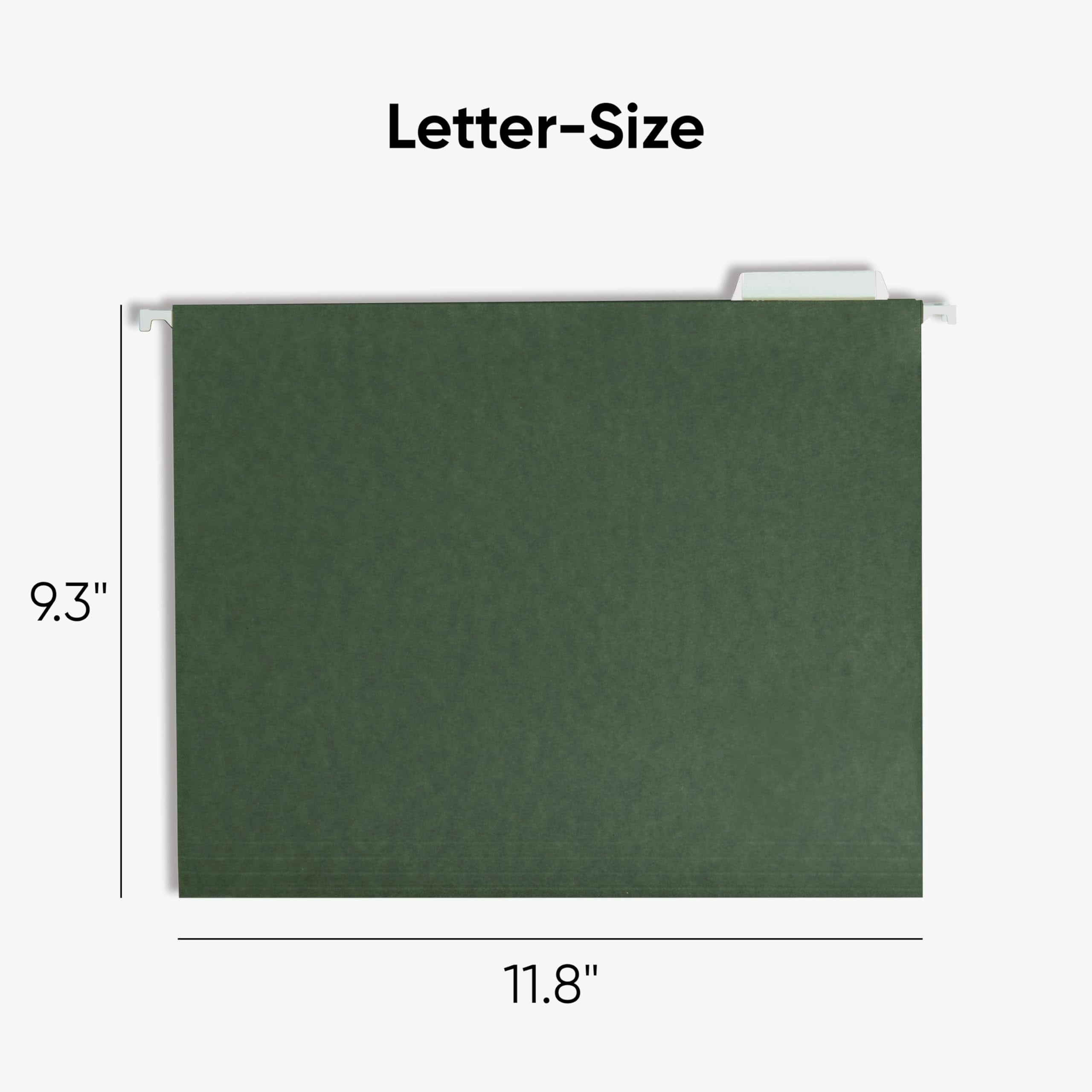 Hanging File Folder  1/5-cut Adjustable Tab Letter Size Standard Green Folders For Filing Cabinets Organizer 50 Count