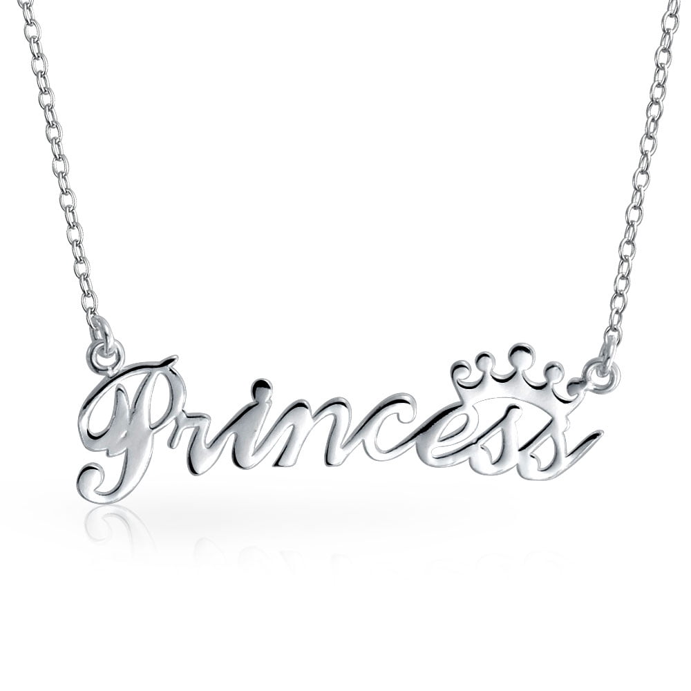 Crown Word Princess Name Plate Pendant 
