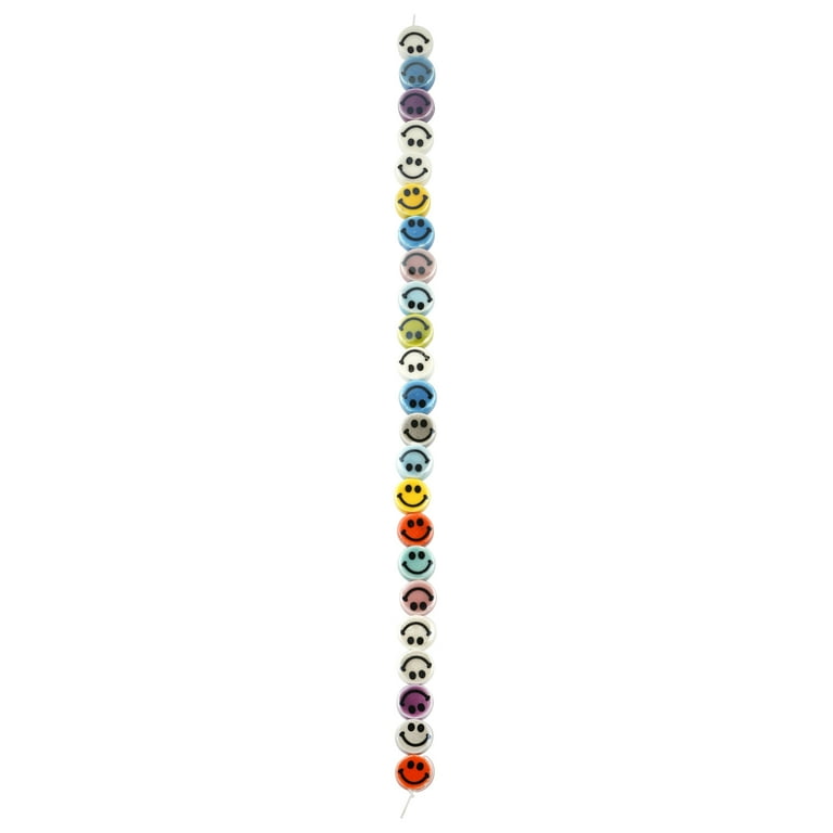 Multicolor Ceramic Smiley Face Beads - 7.5mm by Bead Landing