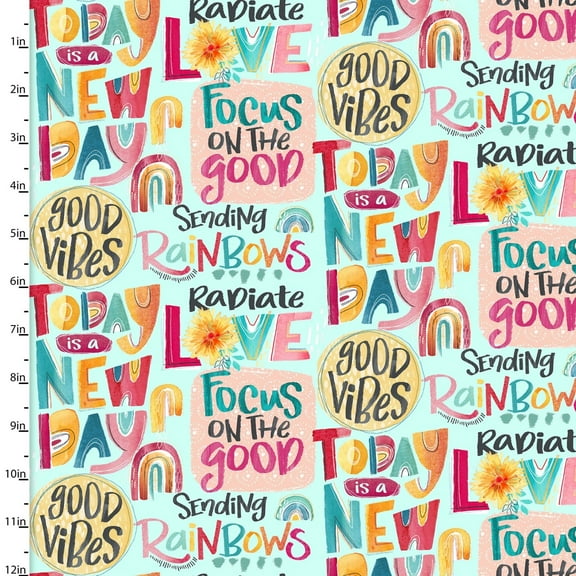 Good Vibes Words Cotton Fabric