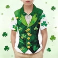thumbnail image 2 of LEKWK Boys St. Patrick's Day Shirt Faux Leprechaun Vest Graphic Short Sleeve Button Down Top Novelty Irish Costume, 2 of 9