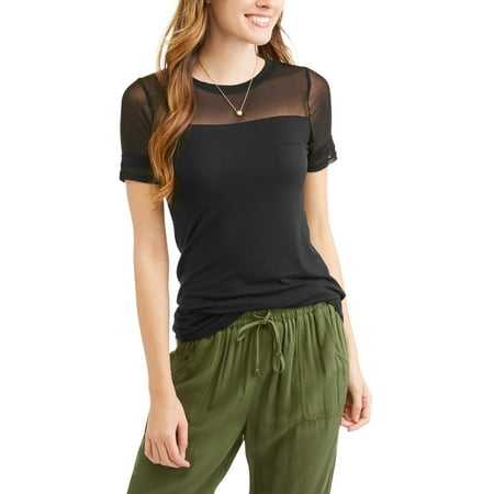 Women's Short Sleeve Sporty Mesh Varsity T-Shirt