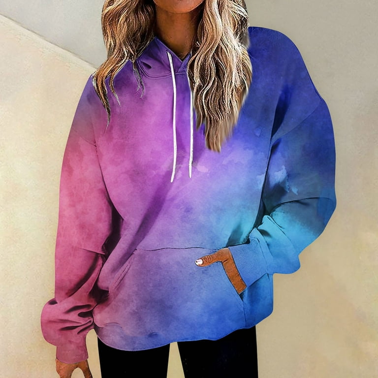YDKZYMD Womens Wool Hoodie with Pockets Tie Dye Womens Long Sleeve Crew  Neck Sweatshirts Oversized Drawstring Pullover Clothes for Women Yellow 3XL  