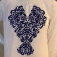 thumbnail image 2 of Lands End Women's Size 2 Petite White Gauze Blue Embroidery 3/4 Sleeve Top, 2 of 4
