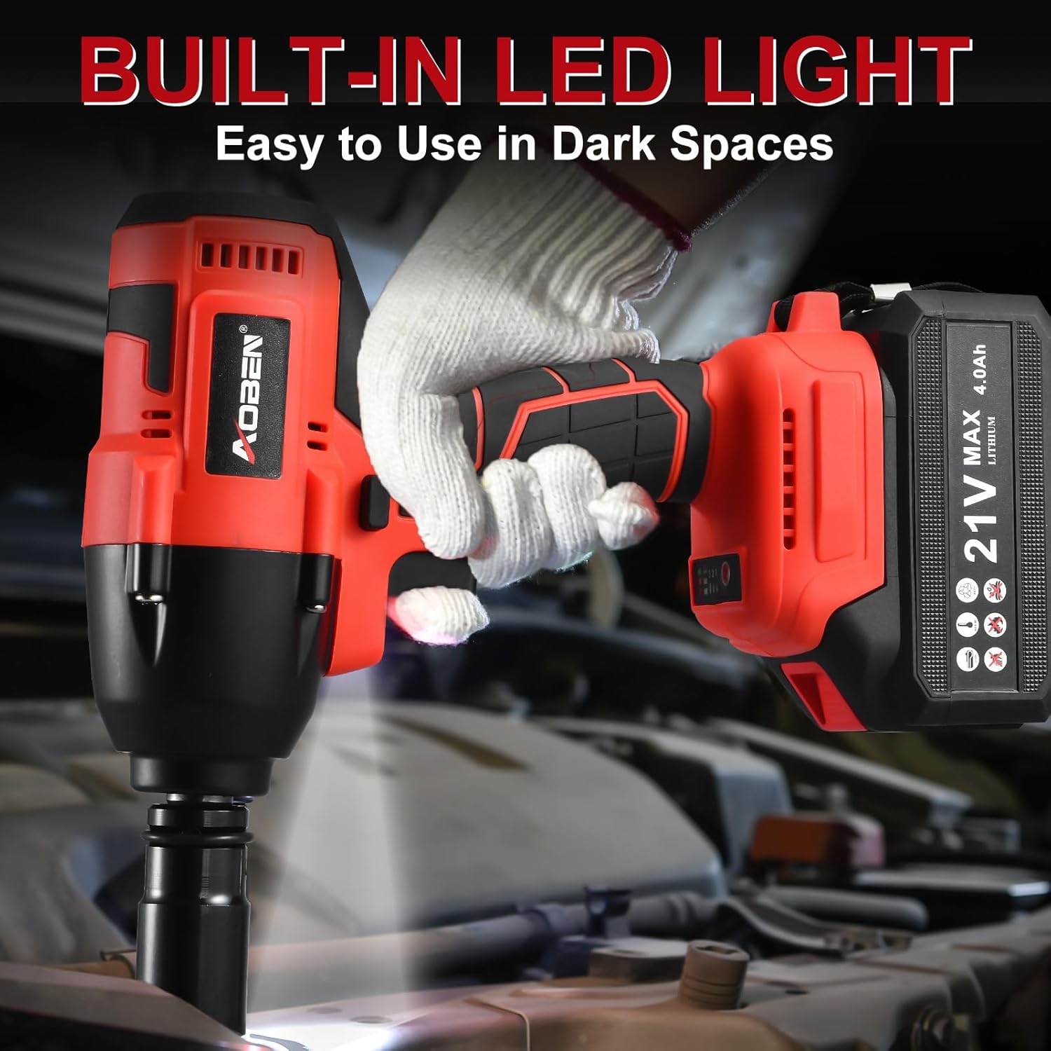 Cordless Impact Wrench 1/2 Inch, Power Impact  Kit,  600N. M/450Ft-lbs High Torque  Impact Driver for  RV , 4.0Ah , , 6 Sockets & Storage Tool Case