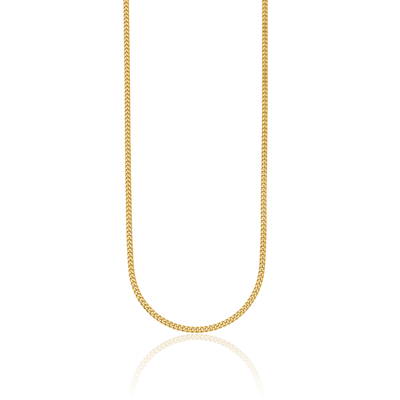 18K Solid Yellow Gold 2.4mm Curb Link Chain Necklace