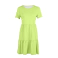 thumbnail image 4 of Hyknon Robes pour Femmes Mode Été Décontracté Manches Courtes Robe T-Shirt à Étages Mini Robes avec Poches Décontracté Doux Fluide Ample Robes, 4 of 5