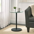 thumbnail image 2 of mDesign Metal/Glass Round Accent Side/End Drink Table, Clear/Black Marble Print, 2 of 6