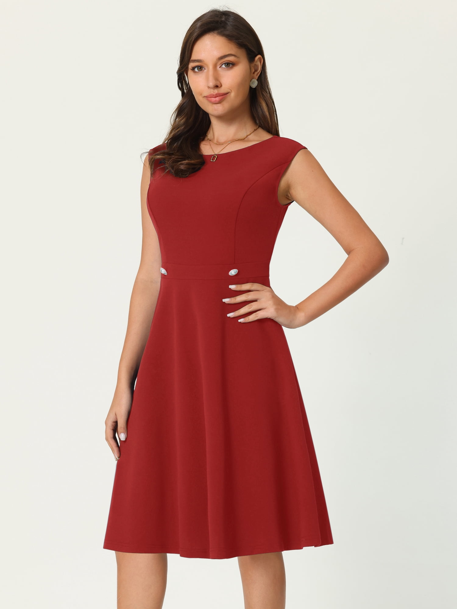 DARING DIVA Sleeveless Summer A-Line Casual Dress XL Red