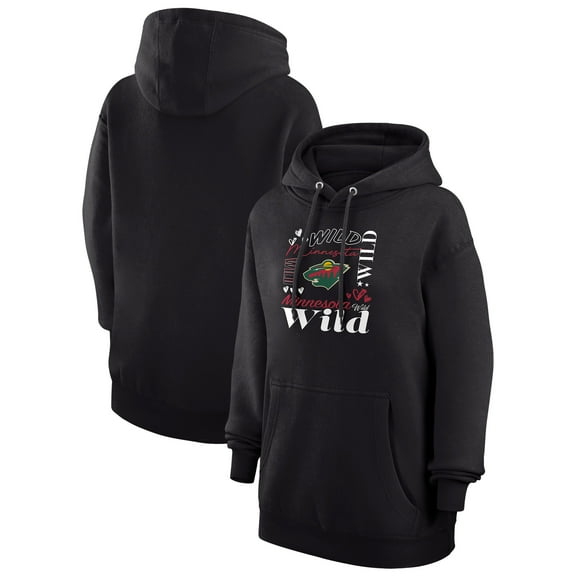 Women's G-III 4Her by Carl Banks Black Minnesota Wild Collage Team Graphic Tri-Blend Fleece Pullover Hoodie