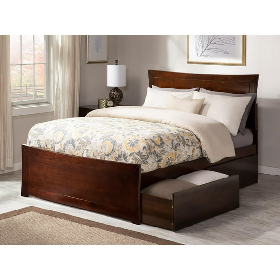 Metro Platform Bed with Matching Foot Board with 2 Urban Bed Drawers, Multiple Colors and Sizes