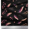 thumbnail image 2 of Soimoi Black Cotton Duck Fabric Leaves & Feather Print Fabric by the Yard 42 Inch Wide, 2 of 3