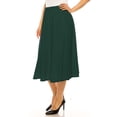 thumbnail image 2 of Women's Plus Size A-Line High Waist Elastic Band Pleated Solid Midi Skirt, 2 of 6